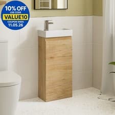 Image of 400mm Bathroom Vanity Unit Ceramic Basin Furniture Floorstanding Soft Close Oak