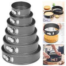 Image of Set Of 6 Round Cake Making Tins Non Stick Baking Bake Tray Home Party Wedding UK