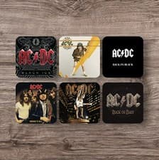 Image of 6x AC/DC Coaster Collection Set Birthday Christmas Gift