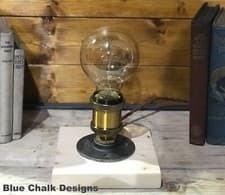 Image of Clean Simple Table Lamp Handmade, Edison Bulb, Bedside Light