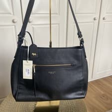 Image of Radley London Pickwick Black Leather Handbag with Dust Bag