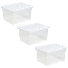 Image of 37 Litre Wham Crystal Storage Box With Lid 3 Pack