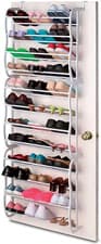 Image of 36 PAIR OVER DOOR HANGING SHOE RACK 12 TIER SHELF ORGANISER STORAGE STAND HOLDER