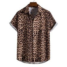 Image of Leopard Print Mens Shirts Hawaiian Summer Fashion Funky Style Beach Shirts