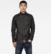 Image of $175.00 NEW G-STAR RAW 3301 SLIM WESTERN DENIM COTTON SHIRT PITCH BLACK SIZE S.