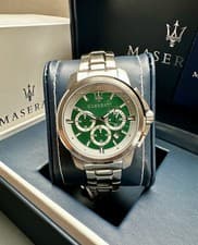Image of Maserati Successo Green & Silver Chronograph 44mm Mens Steel Watch R8873621017