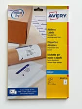 Image of Avery Address Labels 4 Per Sheet White J8169-25 Instant Dry 18 Sheets Inkjet