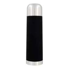 Image of Stainless Steel Vacuum Flask with Rubber Grip | 500ml | Black | winter bottle