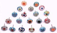 Image of 10 LOT Ceramic Door Knob Wardrobes Drawer Knobs Handles Pull ARTY MULTI COLORED