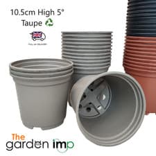 Image of Plant Pots Plastic 10.5cm Round Full Deep Bulb Seed Potting on Flower Pot Taupe