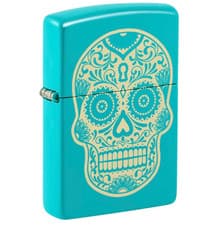 Image of Zippo Regular Street Chrome Sugar Skull Design Refillable Windproof Li