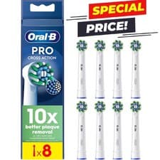 Image of NEW ORAL-B Pro Cross Action Toothbrush Heads X-Shape Bristles White Pack of 8