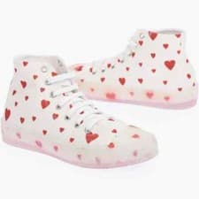Image of Moschino Love Contrasting Heart Printed High-Top Sneakers Women's UK 4 EU37