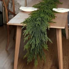 Image of 9 FT Real Touch Norfolk Pine Garland Green Artificial Christmas Garland Faux Gre