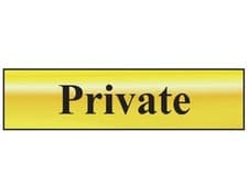 Image of Scan SCA6012 'Private' Sign - Polished Brass Effect - 200mm x 50mm