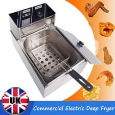 Image of HOME Commercial 10L Electric Deep Fryer Fat Chip Single Tank Stainless Steel