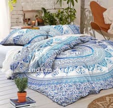 Image of Indian Tie Dye Elephant Mandala Bedding Set Queen Size Quilt Duvet Cover Throw