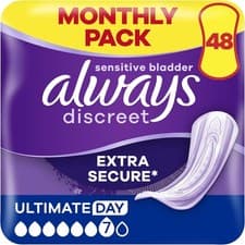 Image of 48 count Always Discreet Incontinence Pads Plus Women Ultimate Day Heavy Leak