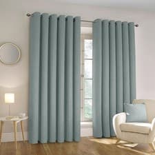 Image of Thermal Linen 100% Blackout Curtains Ready Made Eyelet Ring Top Curtain Pair