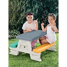 Image of Childrens Picnic Table Bench Set 4 Seats Outdoor Garden Kids Plastic UK New