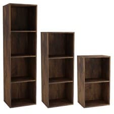 Image of 2, 3 or 4 Tier Wooden Bookcase Shelving Display Storage Shelf Unit Wood Shelves