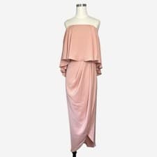Image of Shona Joy Revolve NWT Strapless Dress Maxi Dusty Pink wrap ruffle formal size 4