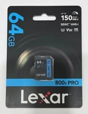 Image of Lexar 64Gb SDXC PRO UHS-1 V30 U3 4K 150MB/s 800x Memory Card UHD (UK Stock) BNIP