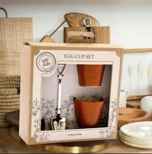 Image of Novelty Flower Pot Egg Cups & Spoon Set 4 Piece