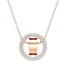 Image of Swarovski Rose Gold Necklace Hollow Circle Pendant Ladies Jewellery NEW GENUINE