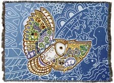 Image of Barn Owl - Animal Spirits Totem - Sue Coccia Blanket Throw - Made in USA 54x72