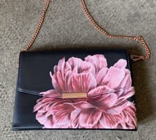 Image of New Ted Baker Tranquility Bloom Crossbody Clutch Bag Black Floral Small/ medium