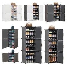 Image of 6-12 cubes Plastic Shoe Storage Closet Shoe Organizer Cupboard Cabinet DIY Cube
