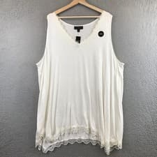 Image of New Lane Bryant The Swing Collection White Lace Trim V Neck Tank Top Size 26/28