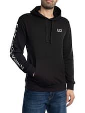 Image of EA7 Men's Chest Logo Pullover Hoodie, Black