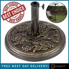 Image of GARDEN PARASOL BASE CAST IRON ROUND UMBRELLA STAND PATIO OUTDOOR HEAVY 9.5KG NEW