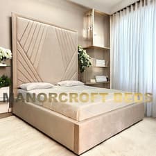 Image of High Headboard Bed Ottoman Gas lift storage Imperial Tall Double & King Size Bed