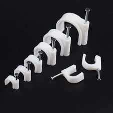 Image of 100-300 Cable Clips 6mm 9mm 12mm | Round White Plastic Electric Wire Set Wall