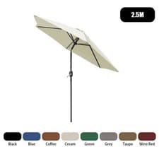 Image of 2.5/2.7/3M Round Garden Parasol LED Umbrella Tilt Crank Sun Shade Patio Fabric