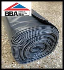 Image of 4 metre Wide Black DAMP PROOF MEMBRANE DPM VARIOUS LENGTHS 300 MICRON 1200 GAUGE