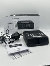 Image of Roberts Ortus FM Clock Radio Alarm LED 5 Presets Snooze Large Display Black