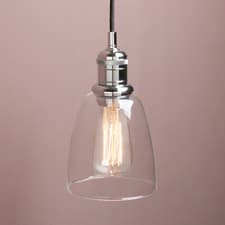 Image of RETRO INDUSTRIAL CLUSTER of 3 PENDANT LIGHT BELL CLEAR GLASS SHADE CEILING LAMP