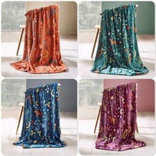 Image of Catherine Lansfield Enchanted Twilight Throw 130 x 170cm Orange Green Navy Plum