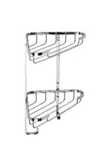 Image of Croydex Stainless Steel 2 Tier Corner Shower Caddy with Hooks Bathroom Organiser