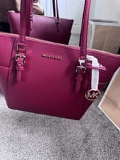 Image of Brand New Genuine Michael Kors Charlotte Leather Large Top Zip Tote