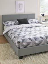 Image of Marston Faux Leather Single Bed Frame Grey Sleek and Modern Bedroom