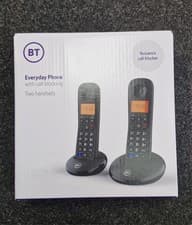 Image of ☎️ BT Everyday Cordless Phone Twin Handset Call Blocker Home Phone Set Black NEW