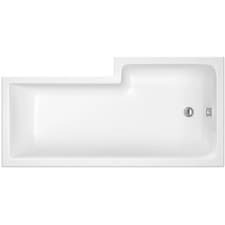 Image of Balterley Modern L Shape Left Hand Shower Bath Tub with Leg Set, 1500mm - White