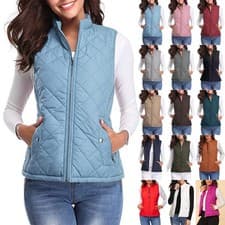 Image of Womens Zip Up Casual Quilted Gilet Body warmer Waistcoat Pocket Jacket Vest Tops