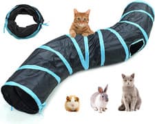 Image of 2 Way Cat Tunnel Tube Collapsible Pet Play Tunnel S-Type Cat Tunnels for Indoor