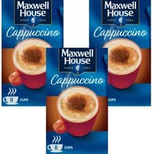 Image of Maxwell House Cappuccino Ground Coffee 8 Sachets 93.6g x 3 Pack.